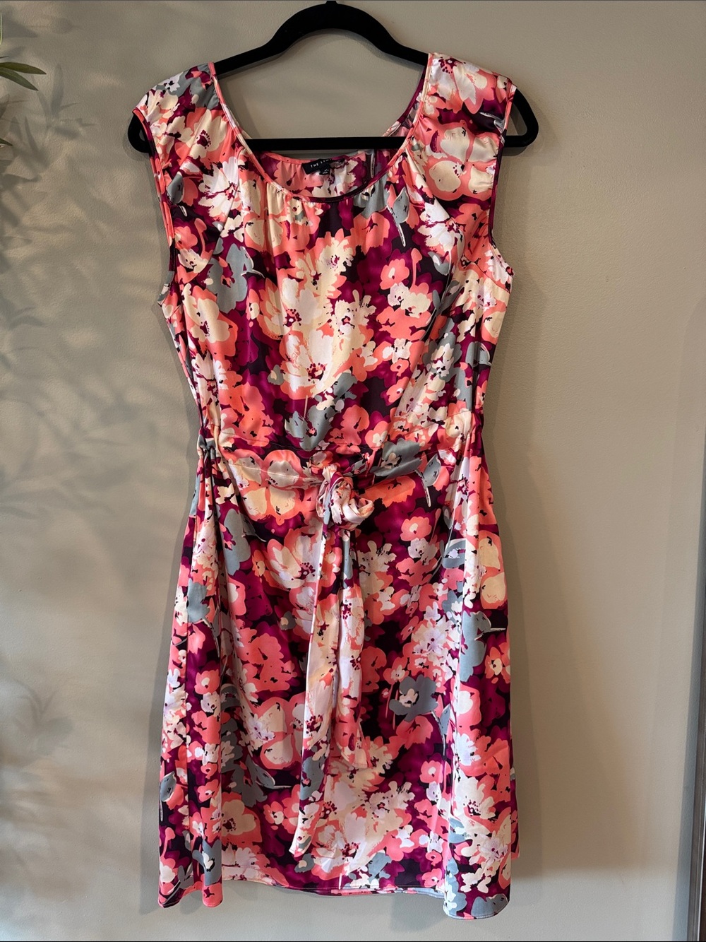 The Limited Pink Multi Floral Tie-Waist Sleeveless Dress